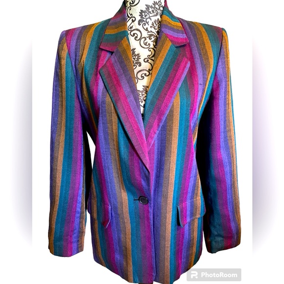 Dior Jackets & Blazers - Vintage 80s Christian Dior Striped Wool Blazer Size 6